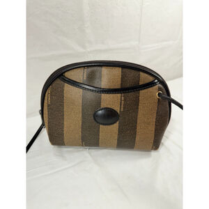 Vintage Allan Edward Pecan Shoulder Bag Logo Black Crossbody Black PVC